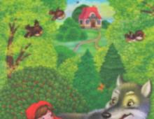 Little Red Riding Hood.  A fairy tale with a hint.  Fairy tale Little Red Riding Hood read Fairy tale: